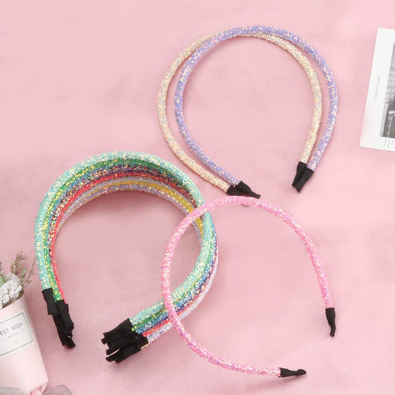 XIMA 14pcs Glitter Headbands for Girls Skinny Sparkle Hairbands Women Hair Loop Hair Accessories - Image 5
